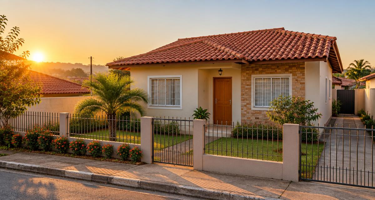 Casa em bairro residencial ao amanhecer — BB Energia em Iperó